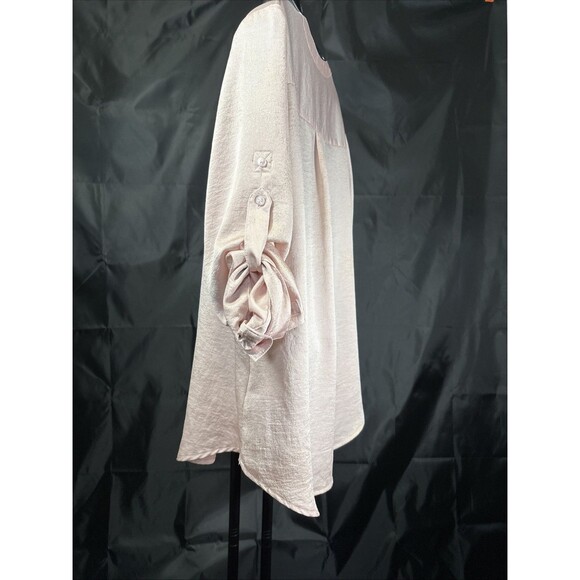 Express Crushed Satin Pink And Gold V-Neck Portofino Size M - Picture 8 of 12